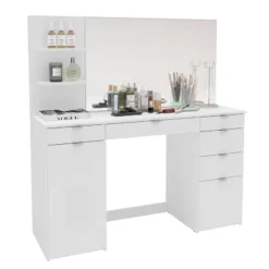 Amelia Vanity Table With Mirror White - Polifurniture -Umbra Home Decor Shop GUEST ead04b46 4f27 4398 a4f9 59ddcc2477b1