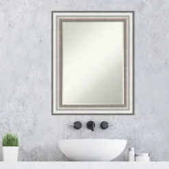 Amanti Art Salon Silver Petite Bevel Bathroom Wall Mirror 29.25 X 23.25 In. -Umbra Home Decor Shop GUEST eae130dd a26b 4b6a 8883 18bbbd2c92dc
