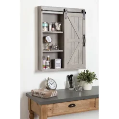 Decorative Wood Wall Storage Cabinet With Vanity Mirror Rustic Gray - Kate & Laurel All Things Decor -Umbra Home Decor Shop GUEST eb08a2e6 77b6 4088 9169 23924290e4b0