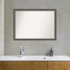 41" X 30" Non-Beveled Domus Wood Bathroom Wall Mirror Dark Silver - Amanti Art -Umbra Home Decor Shop GUEST eb6c09ff a811 4d0c 861d 5226a73a11e7