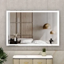 60"X40"Oversized LED Bathroom Mirror Rectangle Wall Mirror,Wall Mounted Mirror With 3 Color Modes Aluminum Frame Large Wall Mirror-The Pop Home -Umbra Home Decor Shop GUEST eb91ae0d aa91 4d65 a647 0ec1a2d0a946