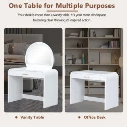 40"W Dressing Table Vanity Table Makeup Table With Touch Screen Lighted Mirror And Large Drawe - ModernLuxe -Umbra Home Decor Shop GUEST ebba7c5a 9b1a 493a a0ff 7b8caa5180db 1