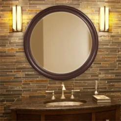 Round George Decorative Wall Mirror Brown - Howard Elliott -Umbra Home Decor Shop GUEST ebbbbb3c 2194 4ce9 9ebe a9c346d8cd8d