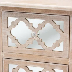 Celia Wood And Mirror 2 Drawer Quatrefoil Nightstand Natural - Baxton Studio -Umbra Home Decor Shop GUEST ebbe3de8 cd98 4886 b595 5495df193086
