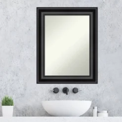 24" X 30" Non-Beveled Grand Bathroom Wall Mirror Black - Amanti Art -Umbra Home Decor Shop GUEST ec5714af 382b 4a7c b299 a2050e15425f