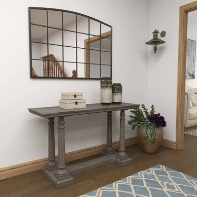 Metal Window Pane Inspired Wall Mirror With Arched Top Black - Olivia & May 18 Metal Window Pane Inspired Wall Mirror With Arched Top Black - Olivia & May - Image 18