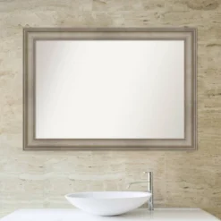 42" X 30" Non-Beveled Mezzanine Antique Narrow Wood Bathroom Wall Mirror Silver - Amanti Art -Umbra Home Decor Shop GUEST ed1ef3d7 a684 4330 b415 cd948e058ce3