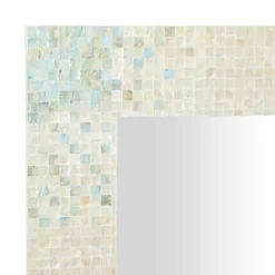 Mother Of Pearl Handmade Mosaic Wall Mirror With Blue Corners Cream - Olivia & May -Umbra Home Decor Shop GUEST ed68c8f9 167c 4088 945e 0781e6aea2ce