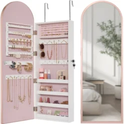 Best Choice Products Door/Wall Mounted Arch Mirror Jewelry Armoire, W/ Metal Frame, Lockable Door -Umbra Home Decor Shop GUEST eddc05c9 087f 4aa3 8278 fb2e54b6ff7e