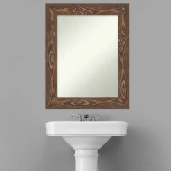 24" X 30" Non-Beveled Bridge Wood Bathroom Wall Mirror Brown - Amanti Art -Umbra Home Decor Shop GUEST ede36444 e28f 4082 bb06 0f66db1f3769