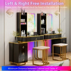 Costway Vanity Table Set With RGB LED Lights Crystal Crush Diamond Mirror Drawers Black/White -Umbra Home Decor Shop GUEST ee02bb33 a563 454b 85d4 cd624d2f1d46
