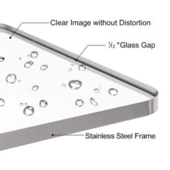 ANDY STAR Modern Decorative 24 X 36 Inch Rectangular Wall Mounted Hanging Bathroom Vanity Mirror With Stainless Steel Metal Frame, Brushed Nickel