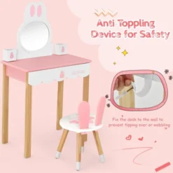 Costway Kids Vanity Set Rabbit Makeup Dressing Table Chair Set W/ Mirror Drawer WhitePink -Umbra Home Decor Shop GUEST ee66d32e b4d6 4f36 ad6f 6c0fd67bf5a8