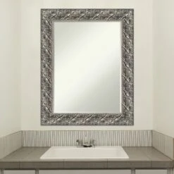 Amanti Art Silver Luxor Petite Bevel Wood Bathroom Wall Mirror 29.5 X 23.5 In. -Umbra Home Decor Shop GUEST ef4dca4c 971f 46a5 af83 362143a7d180