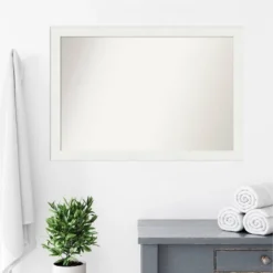 40" X 28" Non-Beveled Vanity White Narrow Bathroom Wall Mirror - Amanti Art -Umbra Home Decor Shop GUEST ef668a14 f4e7 4fbf a2b7 7d96e65de724