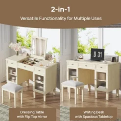 ModernLuxe Makeup Vanity Desk With Flip-Top Mirror, Stool, Drawer & Cabinet, White Vanity Table Dressing Table Multi-Functional Computer Writing Desk -Umbra Home Decor Shop GUEST efccb2f0 3939 42d6 a940 988c9d8f58c5