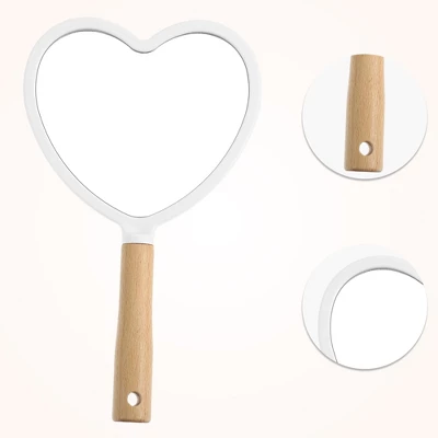 Unique Bargains Heart Wood Handle Vanity Portable Handheld Cosmetic Makeup Mirror 1Pc 2 Unique Bargains Heart Wood Handle Vanity Portable Handheld Cosmetic Makeup Mirror 1Pc - Image 2
