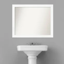 31" X 25" Non-Beveled Cabinet Narrow Bathroom Wall Mirror White - Amanti Art 14 31" X 25" Non-Beveled Cabinet Narrow Bathroom Wall Mirror White - Amanti Art -Umbra Home Decor Shop GUEST f0356eb7 8ede 49ef 8283 2c1948a528c5