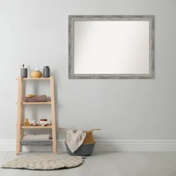 43" X 32" Non-Beveled Waveline Silver Narrow Bathroom Wall Mirror - Amanti Art -Umbra Home Decor Shop GUEST f0ae5a2c 0775 4b5e b925 0b3cd9cc089a