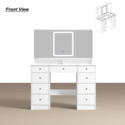Famapy 43"W Large Vanity Table 9-Drawer Vanity Set With Crystal Pulls And Versatile Mirror Lighting -Umbra Home Decor Shop GUEST f0b92c01 0745 4c81 8f55 7d2a58251819