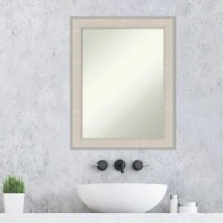 23"x29" Non-Beveled Cottage Wood Bathroom Wall Mirror White/Silver - Amanti Art: Modern Rectangle, Wall Mount, Wood Frame -Umbra Home Decor Shop GUEST f0f26e0e f8bd 4dbe aa54 14f0edc810ed