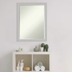 Amanti Art Low Luster Silver Petite Bevel Wood Bathroom Wall Mirror 26.5 X 20.5 In. -Umbra Home Decor Shop GUEST f10ab03a c729 4833 a3d8 82b101b2779e