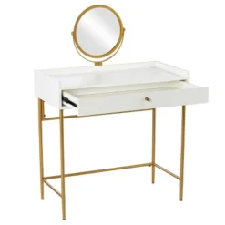 Randburg Vanity Table With Mirror White/Gold - Aiden Lane -Umbra Home Decor Shop GUEST f1cb6bf6 341e 4971 a9cb 515066f33427