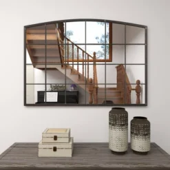 Metal Window Pane Inspired Wall Mirror With Arched Top Black - Olivia & May 31 Metal Window Pane Inspired Wall Mirror With Arched Top Black - Olivia & May -Umbra Home Decor Shop GUEST f2bb633d 7bd9 47b3 993a 311e4ac3648d