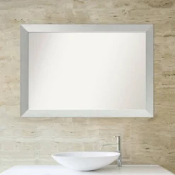 40" X 28" Non-Beveled Wood Bathroom Wall Mirror Brushed Sterling Silver - Amanti Art -Umbra Home Decor Shop GUEST f2c37b82 a2eb 4424 99af 8a8fa45712fa