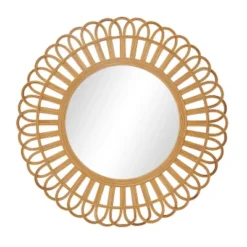 Rattan Starburst Wall Mirror Brown - Olivia & May