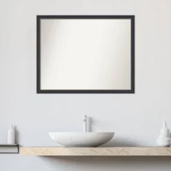 30"x24" Non-Beveled Stylish Wood Bathroom Wall Mirror Black - Amanti Art: Modern Rectangle, Wall Mount, Wood Frame -Umbra Home Decor Shop GUEST f30c6e35 6254 4dd7 9245 f36a3d83ed7e