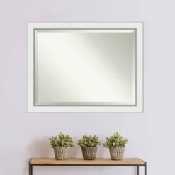 45" X 35" Eva White Silver Framed Bathroom Vanity Wall Mirror - Amanti Art -Umbra Home Decor Shop GUEST f34bd7b8 ea1b 4fcd ad60 a195143728f1