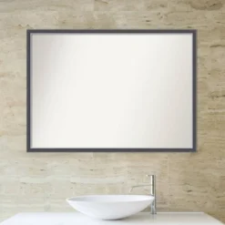 40" X 29" Non-Beveled Eva Thin Bathroom Wall Mirror Black - Amanti Art -Umbra Home Decor Shop GUEST f3507536 b7ab 45bc a7fe aa2a97131295