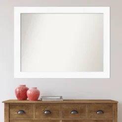 44" X 33" Non-Beveled Cabinet White Wall Mirror - Amanti Art -Umbra Home Decor Shop GUEST f3a32a86 5155 4e71 bf1f 314191735eeb