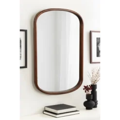 Kate & Laurel All Things Decor 24"X36" Talma Capsule Wall Mirror Walnut Brown -Umbra Home Decor Shop GUEST f3aaf708 dd59 49d3 aa4d 5794543b0411