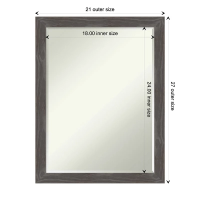 Amanti Art Woodridge Rustic Grey Petite Bevel Wood Bathroom Wall Mirror 27 X 21 In. 3 Amanti Art Woodridge Rustic Grey Petite Bevel Wood Bathroom Wall Mirror 27 X 21 In. - Image 3