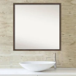 27" X 27" Non-Beveled Hardwood Wedge Wood Bathroom Wall Mirror Mocha Brown - Amanti Art -Umbra Home Decor Shop GUEST f4a4157c 9bc7 432a b0fb 4948c10e5956