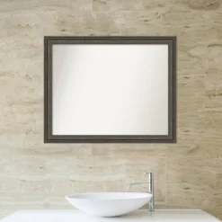 32"x26" Non-Beveled Upcycled Wood Bathroom Wall Mirror Brown/Gray - Amanti Art: Modern Rectangular Design, Wall Mounted, Includes Hardware -Umbra Home Decor Shop GUEST f4c21816 a88b 4de7 b861 1d00b9fc4a2f