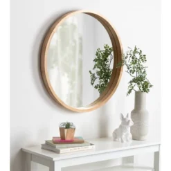 30" X 30" Hutton Round Wood Wall Mirror Natural - Kate And Laurel -Umbra Home Decor Shop GUEST f54de473 105c 45a1 af9c 8a97f90fe60c