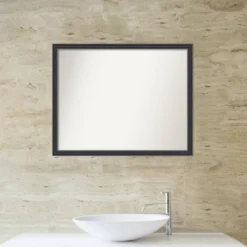 30"x24" Non-Beveled Stylish Wood Bathroom Wall Mirror Black - Amanti Art: Modern Rectangle, Wall Mount, Wood Frame -Umbra Home Decor Shop GUEST f55d3f22 79ca 4624 a674 94cc62108174