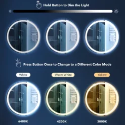 Dane 27" Round Frameless Anti-Fog Aluminum Front/Back-lit Tri-color LED Bathroom Vanity Mirror With Smart Touch Control - JONATHAN Y -Umbra Home Decor Shop GUEST f584cb22 d909 455c aa58 e48f1a39b153