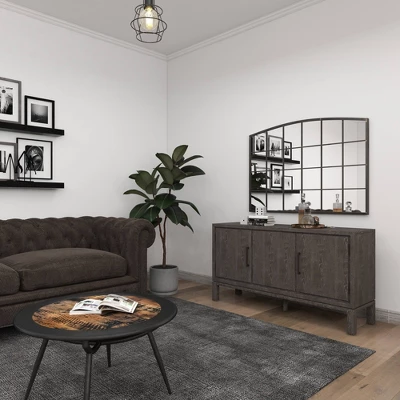 Metal Window Pane Inspired Wall Mirror With Arched Top Black - Olivia & May 15 Metal Window Pane Inspired Wall Mirror With Arched Top Black - Olivia & May - Image 15