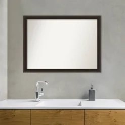 42" X 31" Non-Beveled Romano Espresso Narrow Wood Bathroom Wall Mirror - Amanti Art -Umbra Home Decor Shop GUEST f62693e3 49a9 4672 bf12 92cea5bc4733