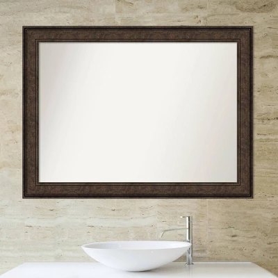 44" X 33" Non-Beveled Ridge Bronze Bathroom Wall Mirror - Amanti Art 5 44" X 33" Non-Beveled Ridge Bronze Bathroom Wall Mirror - Amanti Art - Image 5