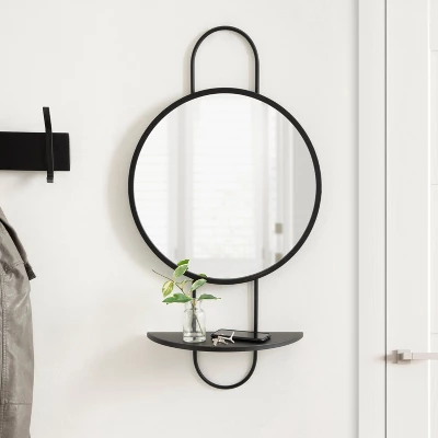 19"x33" Patel Round Mirror With Shelf - Kate & Laurel All Things Decor 5 19"x33" Patel Round Mirror With Shelf - Kate & Laurel All Things Decor - Image 5