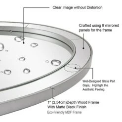 ANDY STAR Modern Decorative 24 X 36 Inch Oval Glass Surrounded Wall Hanging Bathroom Vanity Mirror With Stainless Steel Metal Frame, Brushed Nickel