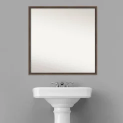 27" X 27" Non-Beveled Hardwood Wedge Wood Bathroom Wall Mirror Mocha Brown - Amanti Art -Umbra Home Decor Shop GUEST f66b5426 eea6 4e96 a42e ab65a7e90056