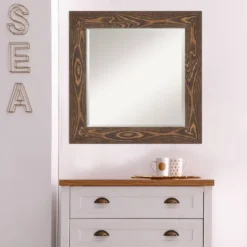 26" X 26" Beveled Bridge Brown Wood Wall Mirror - Amanti Art -Umbra Home Decor Shop GUEST f68418e0 31b3 4ed8 aed6 706b820a8ced