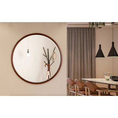 30" McLean Round Wall Mirror Walnut Brown - Kate & Laurel All Things Decor 5 30" McLean Round Wall Mirror Walnut Brown - Kate & Laurel All Things Decor - Image 5