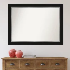 44" X 33" Non-Beveled Eva Black Silver Wall Mirror - Amanti Art: Modern Rectangular, Polystyrene Frame, Wall Mount -Umbra Home Decor Shop GUEST f6a8485a fbd9 42d1 b1a9 ac26049ae543